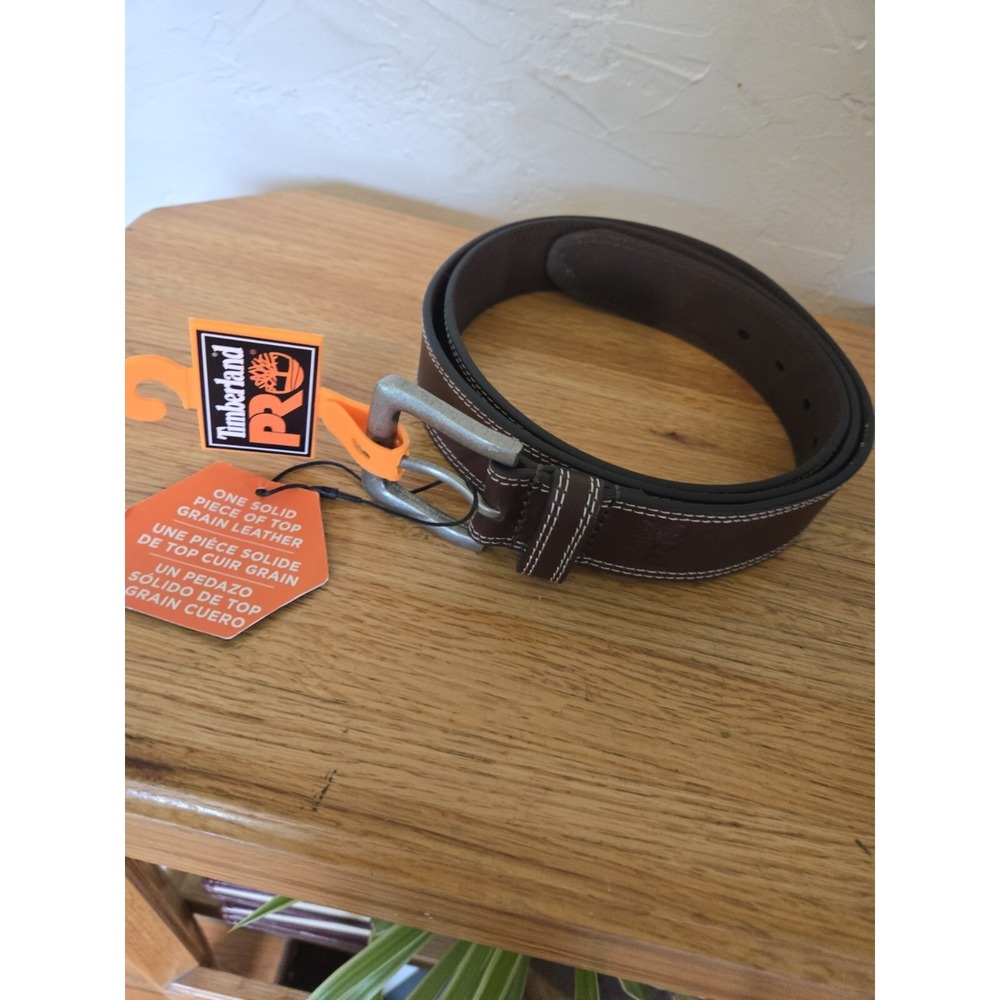Timberland PR Top Grain Brown Leather Belt Mens Size 50 NEW